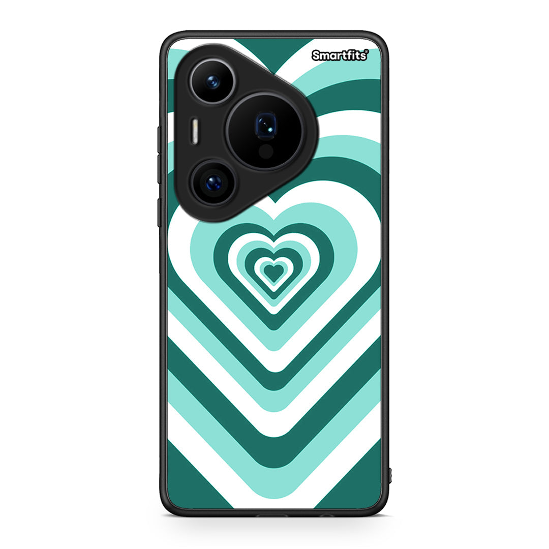 Huawei Pura 70 Pro / 70 Pro+ Green Hearts θήκη από τη Smartfits με σχέδιο στο πίσω μέρος και μαύρο περίβλημα | Smartphone case with colorful back and black bezels by Smartfits