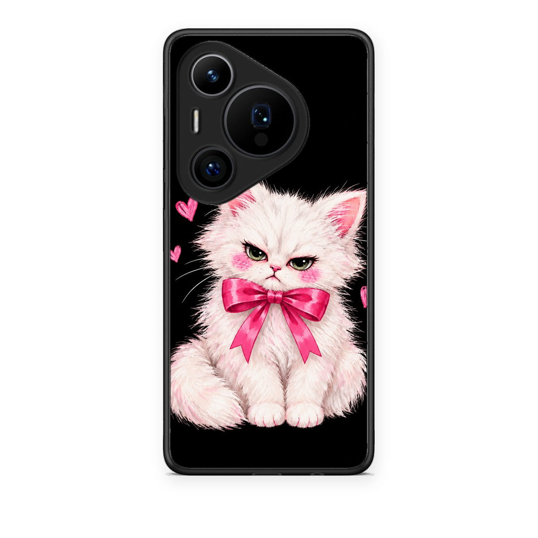 Θήκη Huawei Pura 70 Pro / 70 Pro+ Grumpy Party Kitten on Black από τη Smartfits με σχέδιο στο πίσω μέρος και μαύρο περίβλημα | Huawei Pura 70 Pro / 70 Pro+ Grumpy Party Kitten on Black case with colorful back and black bezels