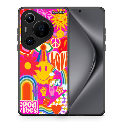 Θήκη Huawei Pura 70 Pro / 70 Pro+ Hippie Love από τη Smartfits με σχέδιο στο πίσω μέρος και μαύρο περίβλημα | Huawei Pura 70 Pro / 70 Pro+ Hippie Love case with colorful back and black bezels