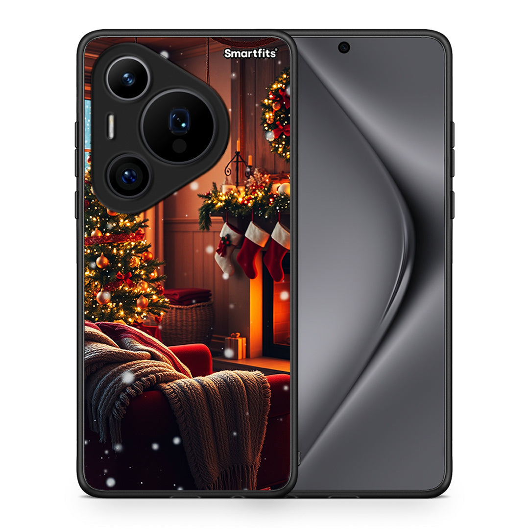 Θήκη Huawei Pura 70 Pro / 70 Pro+ Home For Christmas από τη Smartfits με σχέδιο στο πίσω μέρος και μαύρο περίβλημα | Huawei Pura 70 Pro / 70 Pro+ Home For Christmas case with colorful back and black bezels