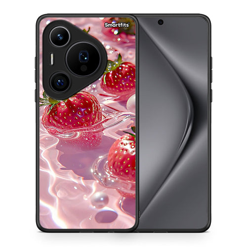Θήκη Huawei Pura 70 Pro / 70 Pro+ Juicy Strawberries από τη Smartfits με σχέδιο στο πίσω μέρος και μαύρο περίβλημα | Huawei Pura 70 Pro / 70 Pro+ Juicy Strawberries case with colorful back and black bezels