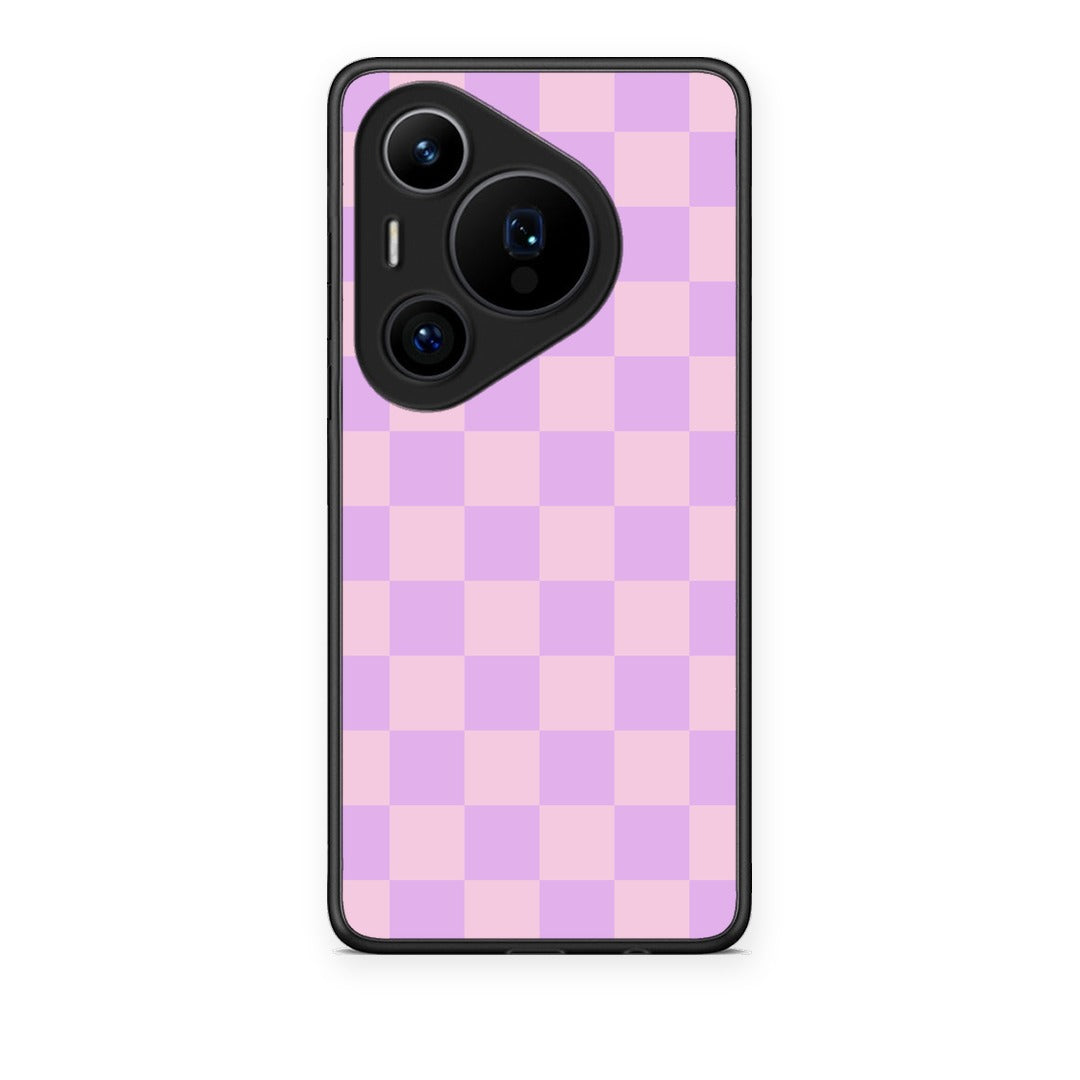 Θήκη Huawei Pura 70 Pro / 70 Pro+ Lavender and Pink Checkerboard από τη Smartfits με σχέδιο στο πίσω μέρος και μαύρο περίβλημα | Huawei Pura 70 Pro / 70 Pro+ Lavender and Pink Checkerboard case with colorful back and black bezels