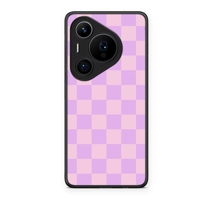Θήκη Huawei Pura 70 Pro / 70 Pro+ Lavender and Pink Checkerboard από τη Smartfits με σχέδιο στο πίσω μέρος και μαύρο περίβλημα | Huawei Pura 70 Pro / 70 Pro+ Lavender and Pink Checkerboard case with colorful back and black bezels