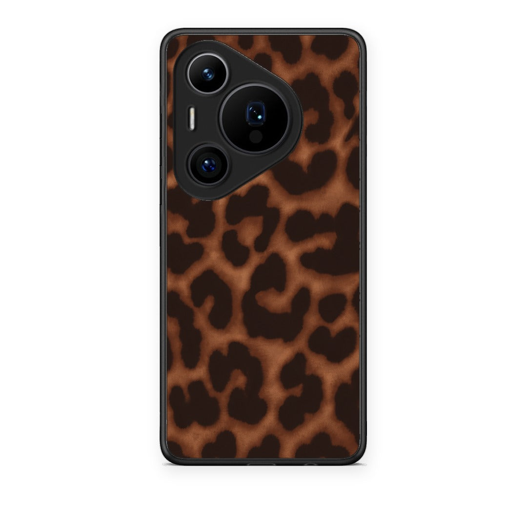 Θήκη Huawei Pura 70 Pro / 70 Pro+ Leopard Print Dark Brown από τη Smartfits με σχέδιο στο πίσω μέρος και μαύρο περίβλημα | Huawei Pura 70 Pro / 70 Pro+ Leopard Print Dark Brown case with colorful back and black bezels