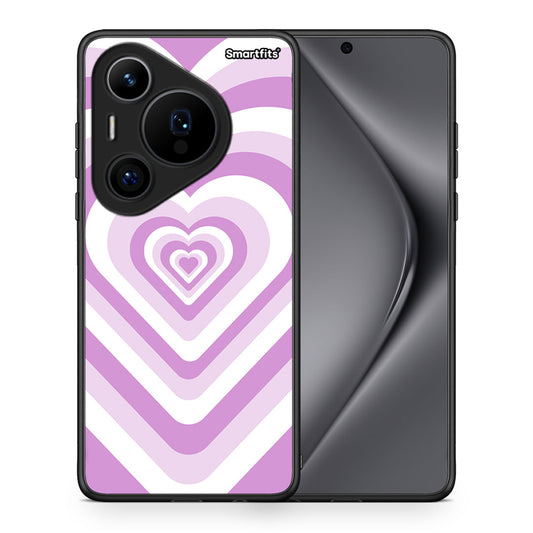 Θήκη Huawei Pura 70 Pro / 70 Pro+ Lilac Hearts από τη Smartfits με σχέδιο στο πίσω μέρος και μαύρο περίβλημα | Huawei Pura 70 Pro / 70 Pro+ Lilac Hearts case with colorful back and black bezels