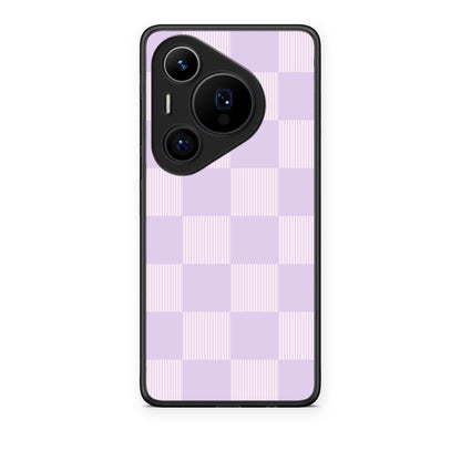 Θήκη Huawei Pura 70 Pro / 70 Pro+ Lilac and Cream Striped Checks από τη Smartfits με σχέδιο στο πίσω μέρος και μαύρο περίβλημα | Huawei Pura 70 Pro / 70 Pro+ Lilac and Cream Striped Checks case with colorful back and black bezels