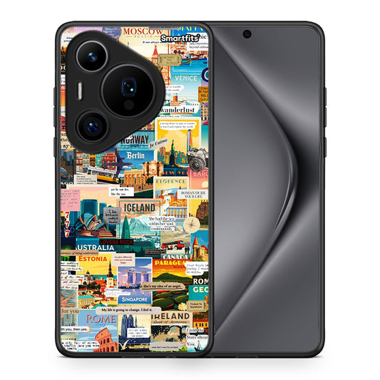 Θήκη Huawei Pura 70 Pro / 70 Pro+ Live To Travel από τη Smartfits με σχέδιο στο πίσω μέρος και μαύρο περίβλημα | Huawei Pura 70 Pro / 70 Pro+ Live To Travel case with colorful back and black bezels
