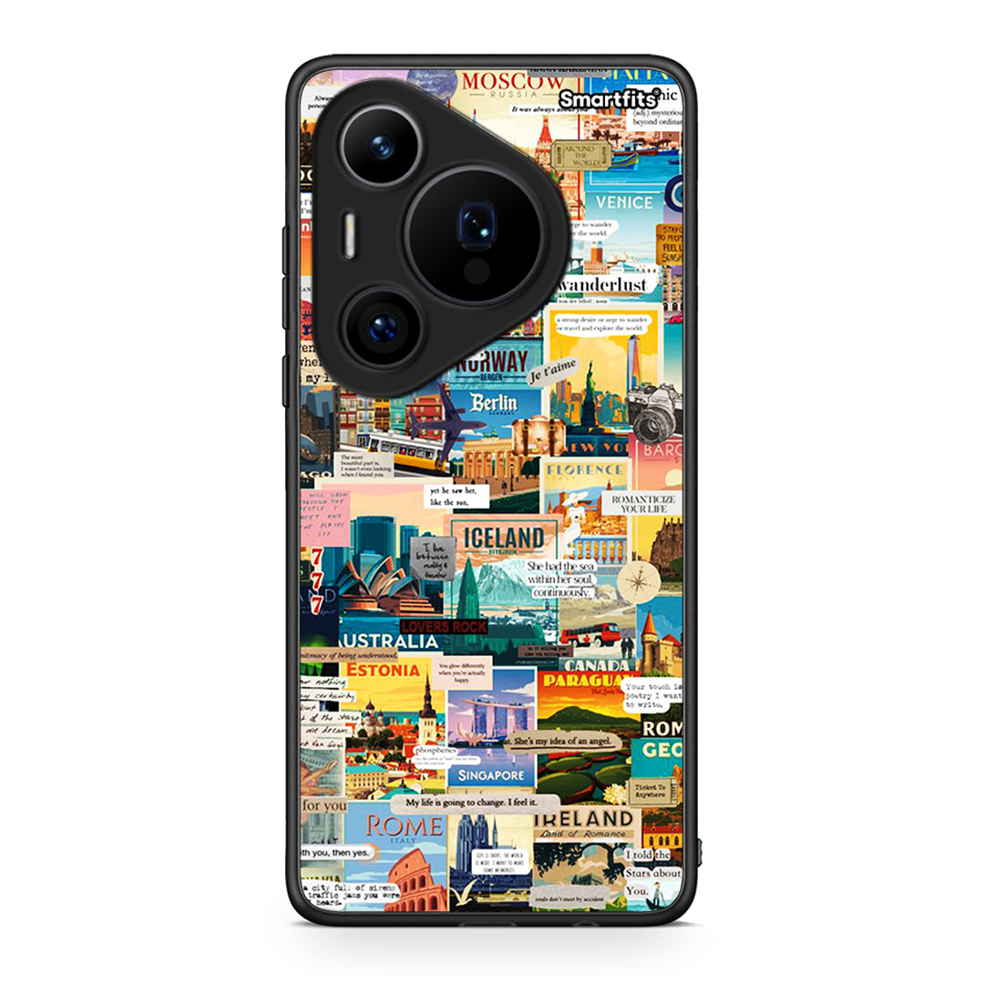 Huawei Pura 70 Pro / 70 Pro+ Live To Travel θήκη από τη Smartfits με σχέδιο στο πίσω μέρος και μαύρο περίβλημα | Smartphone case with colorful back and black bezels by Smartfits
