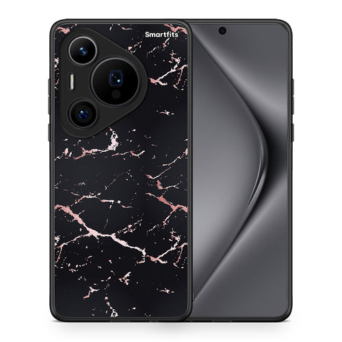 Θήκη Huawei Pura 70 Pro / 70 Pro+ Black Rosegold Marble από τη Smartfits με σχέδιο στο πίσω μέρος και μαύρο περίβλημα | Huawei Pura 70 Pro / 70 Pro+ Black Rosegold Marble case with colorful back and black bezels