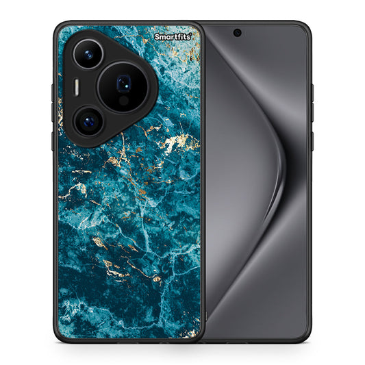 Θήκη Huawei Pura 70 Pro / 70 Pro+ Marble Blue από τη Smartfits με σχέδιο στο πίσω μέρος και μαύρο περίβλημα | Huawei Pura 70 Pro / 70 Pro+ Marble Blue case with colorful back and black bezels