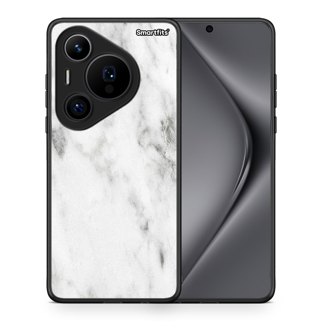 Θήκη Huawei Pura 70 Pro / 70 Pro+ White Marble από τη Smartfits με σχέδιο στο πίσω μέρος και μαύρο περίβλημα | Huawei Pura 70 Pro / 70 Pro+ White Marble case with colorful back and black bezels