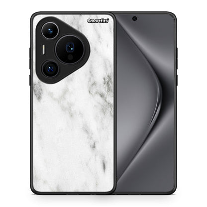 Θήκη Huawei Pura 70 Pro / 70 Pro+ White Marble από τη Smartfits με σχέδιο στο πίσω μέρος και μαύρο περίβλημα | Huawei Pura 70 Pro / 70 Pro+ White Marble case with colorful back and black bezels