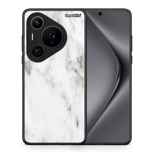 Θήκη Huawei Pura 70 Pro / 70 Pro+ White Marble από τη Smartfits με σχέδιο στο πίσω μέρος και μαύρο περίβλημα | Huawei Pura 70 Pro / 70 Pro+ White Marble case with colorful back and black bezels