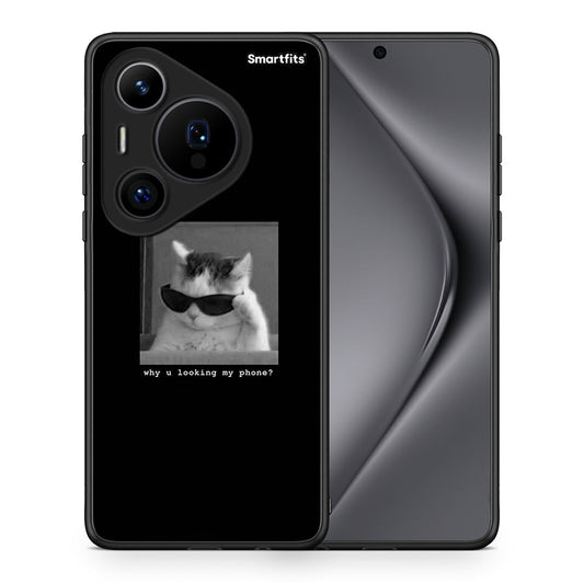 Θήκη Huawei Pura 70 Pro / 70 Pro+ Meme Cat από τη Smartfits με σχέδιο στο πίσω μέρος και μαύρο περίβλημα | Huawei Pura 70 Pro / 70 Pro+ Meme Cat case with colorful back and black bezels