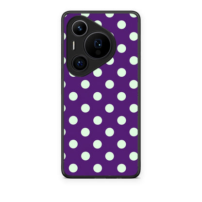 Θήκη Huawei Pura 70 Pro / 70 Pro+ Mint Polka Dots on Purple από τη Smartfits με σχέδιο στο πίσω μέρος και μαύρο περίβλημα | Huawei Pura 70 Pro / 70 Pro+ Mint Polka Dots on Purple case with colorful back and black bezels