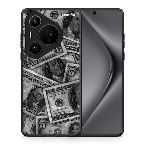 Θήκη Huawei Pura 70 Pro / 70 Pro+ Money Dollars από τη Smartfits με σχέδιο στο πίσω μέρος και μαύρο περίβλημα | Huawei Pura 70 Pro / 70 Pro+ Money Dollars case with colorful back and black bezels