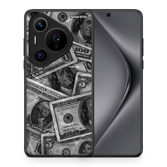Θήκη Huawei Pura 70 Pro / 70 Pro+ Money Dollars από τη Smartfits με σχέδιο στο πίσω μέρος και μαύρο περίβλημα | Huawei Pura 70 Pro / 70 Pro+ Money Dollars case with colorful back and black bezels