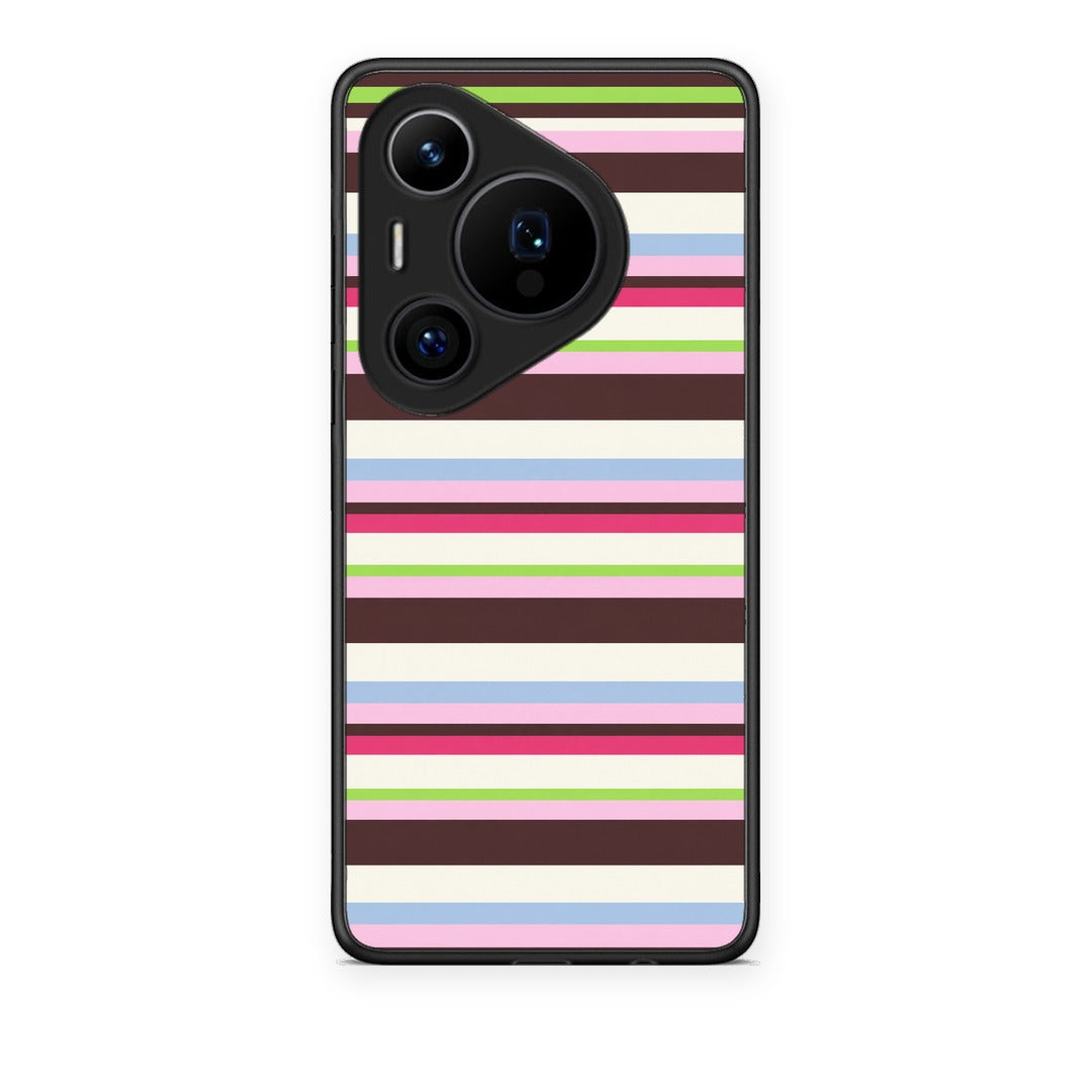 Θήκη Huawei Pura 70 Pro / 70 Pro+ Multicolour Horizontal Stripes από τη Smartfits με σχέδιο στο πίσω μέρος και μαύρο περίβλημα | Huawei Pura 70 Pro / 70 Pro+ Multicolour Horizontal Stripes case with colorful back and black bezels