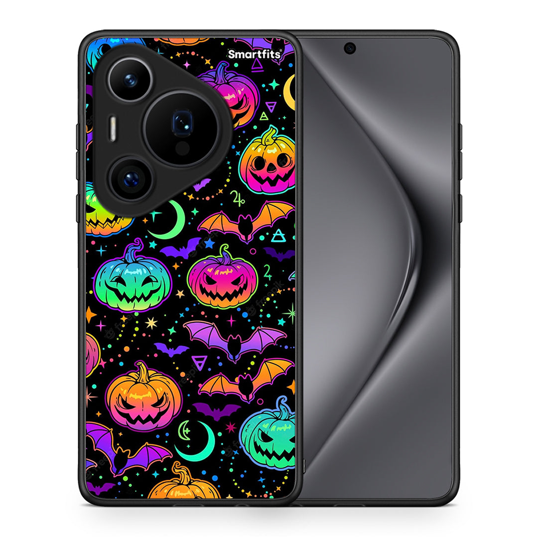 Θήκη Huawei Pura 70 Pro / 70 Pro+ Neon Halloween από τη Smartfits με σχέδιο στο πίσω μέρος και μαύρο περίβλημα | Huawei Pura 70 Pro / 70 Pro+ Neon Halloween case with colorful back and black bezels