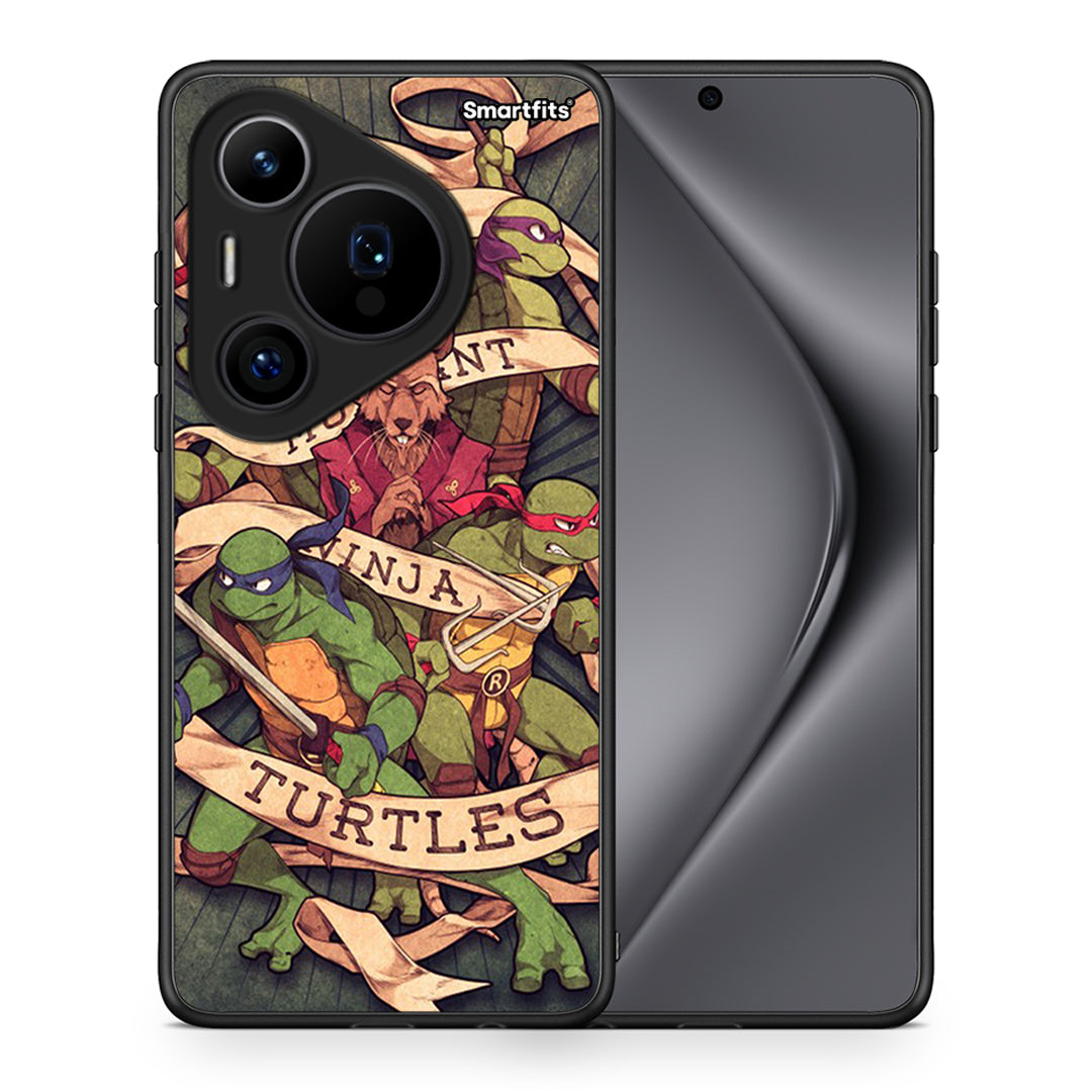 Θήκη Huawei Pura 70 Pro / 70 Pro+ Ninja Turtles από τη Smartfits με σχέδιο στο πίσω μέρος και μαύρο περίβλημα | Huawei Pura 70 Pro / 70 Pro+ Ninja Turtles case with colorful back and black bezels