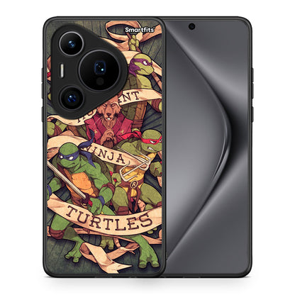 Θήκη Huawei Pura 70 Pro / 70 Pro+ Ninja Turtles από τη Smartfits με σχέδιο στο πίσω μέρος και μαύρο περίβλημα | Huawei Pura 70 Pro / 70 Pro+ Ninja Turtles case with colorful back and black bezels