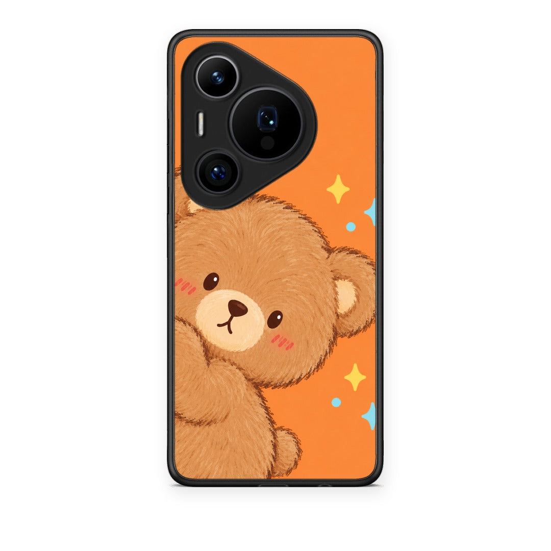 Θήκη Huawei Pura 70 Pro / 70 Pro+ Peekaboo Teddy on Orange από τη Smartfits με σχέδιο στο πίσω μέρος και μαύρο περίβλημα | Huawei Pura 70 Pro / 70 Pro+ Peekaboo Teddy on Orange case with colorful back and black bezels