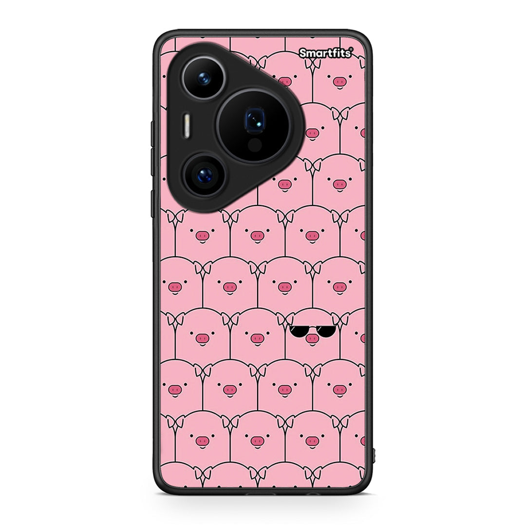 Huawei Pura 70 Pro / 70 Pro+ Pig Glasses θήκη από τη Smartfits με σχέδιο στο πίσω μέρος και μαύρο περίβλημα | Smartphone case with colorful back and black bezels by Smartfits