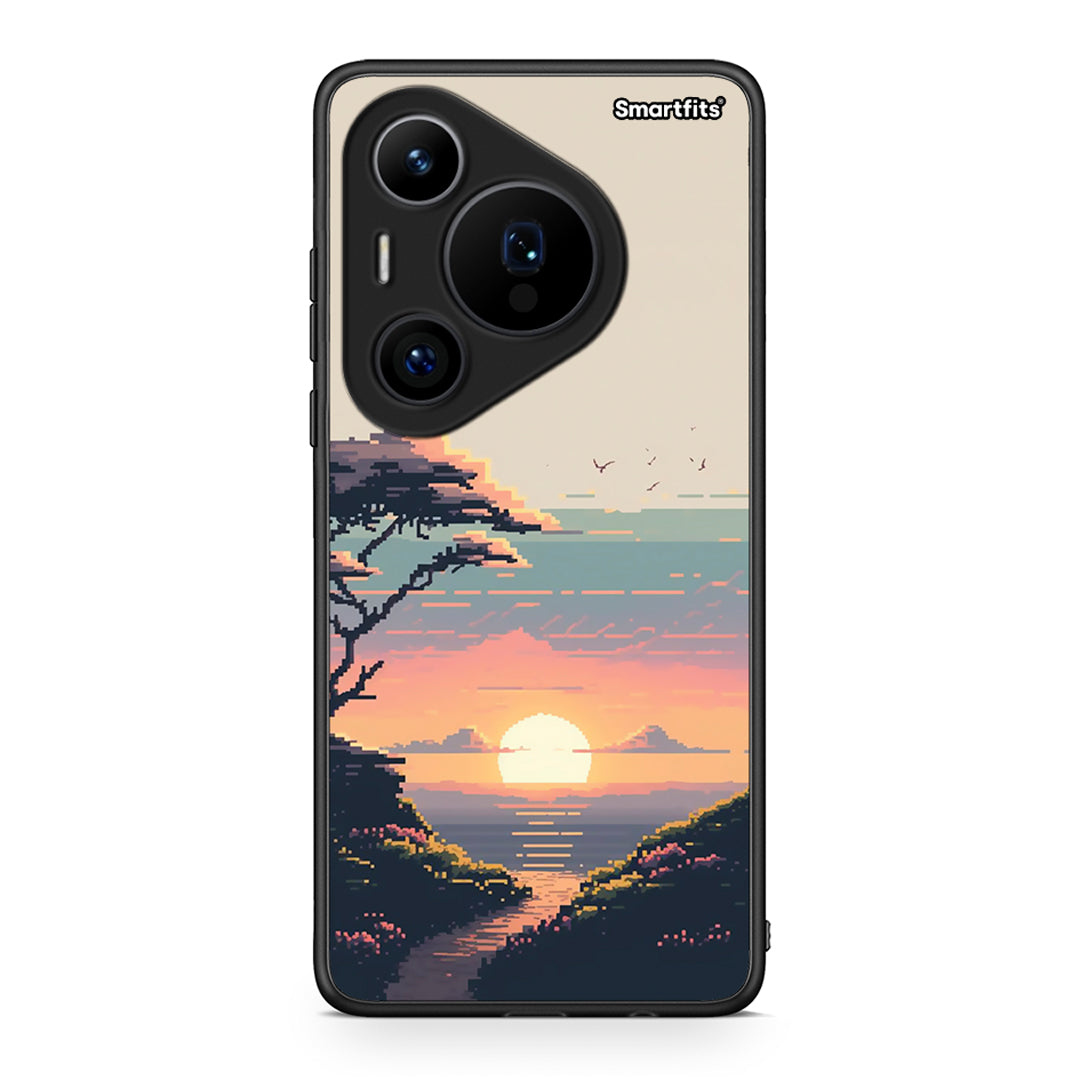 Huawei Pura 70 Pro / 70 Pro+ Pixel Sunset Θήκη από τη Smartfits με σχέδιο στο πίσω μέρος και μαύρο περίβλημα | Smartphone case with colorful back and black bezels by Smartfits