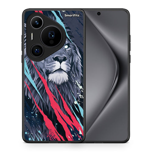 Θήκη Huawei Pura 70 Pro / 70 Pro+ Lion Designer PopArt από τη Smartfits με σχέδιο στο πίσω μέρος και μαύρο περίβλημα | Huawei Pura 70 Pro / 70 Pro+ Lion Designer PopArt case with colorful back and black bezels