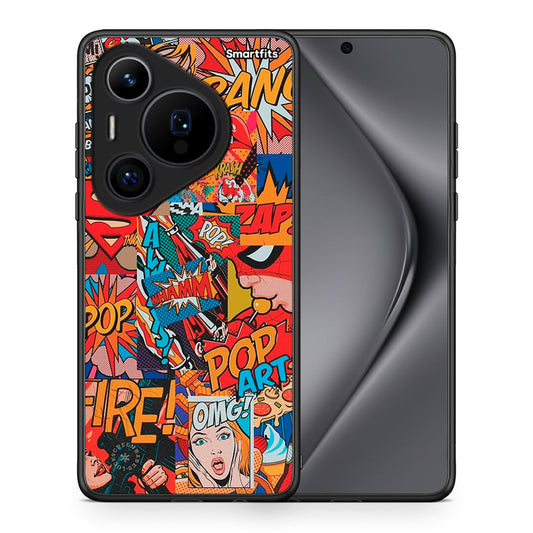Θήκη Huawei Pura 70 Pro / 70 Pro+ PopArt OMG από τη Smartfits με σχέδιο στο πίσω μέρος και μαύρο περίβλημα | Huawei Pura 70 Pro / 70 Pro+ PopArt OMG case with colorful back and black bezels
