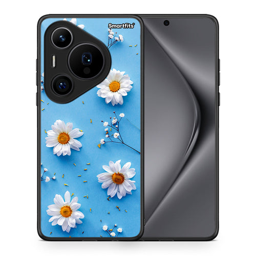 Θήκη Huawei Pura 70 Pro / 70 Pro+ Real Daisies από τη Smartfits με σχέδιο στο πίσω μέρος και μαύρο περίβλημα | Huawei Pura 70 Pro / 70 Pro+ Real Daisies case with colorful back and black bezels