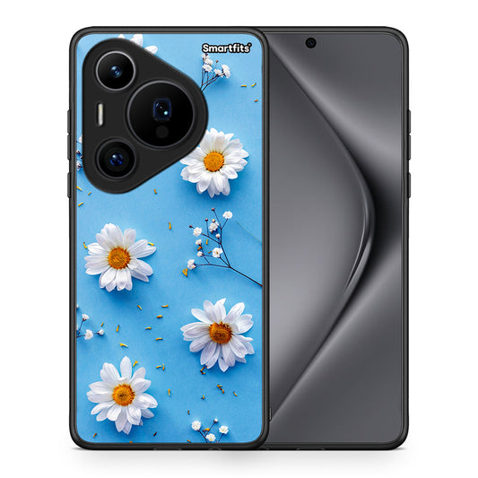 Θήκη Huawei Pura 70 Pro / 70 Pro+ Real Daisies από τη Smartfits με σχέδιο στο πίσω μέρος και μαύρο περίβλημα | Huawei Pura 70 Pro / 70 Pro+ Real Daisies case with colorful back and black bezels