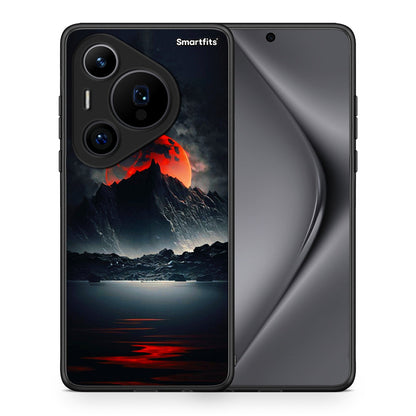 Θήκη Huawei Pura 70 Pro / 70 Pro+ Red Full Moon από τη Smartfits με σχέδιο στο πίσω μέρος και μαύρο περίβλημα | Huawei Pura 70 Pro / 70 Pro+ Red Full Moon case with colorful back and black bezels