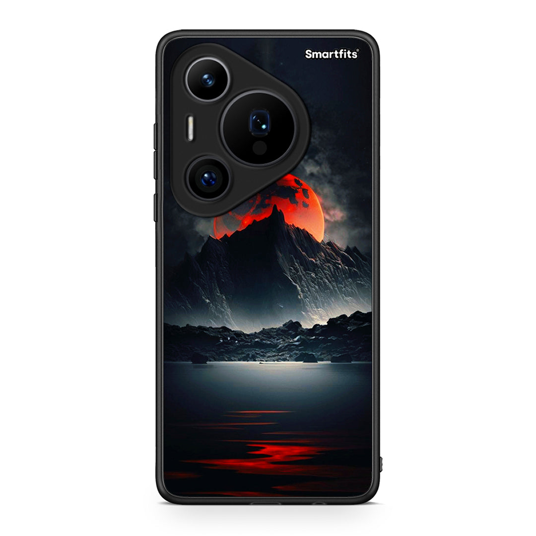 Huawei Pura 70 Pro / 70 Pro+ Red Full Moon θήκη από τη Smartfits με σχέδιο στο πίσω μέρος και μαύρο περίβλημα | Smartphone case with colorful back and black bezels by Smartfits