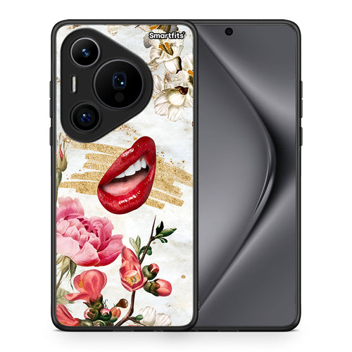Θήκη Huawei Pura 70 Pro / 70 Pro+ Red Lips από τη Smartfits με σχέδιο στο πίσω μέρος και μαύρο περίβλημα | Huawei Pura 70 Pro / 70 Pro+ Red Lips case with colorful back and black bezels