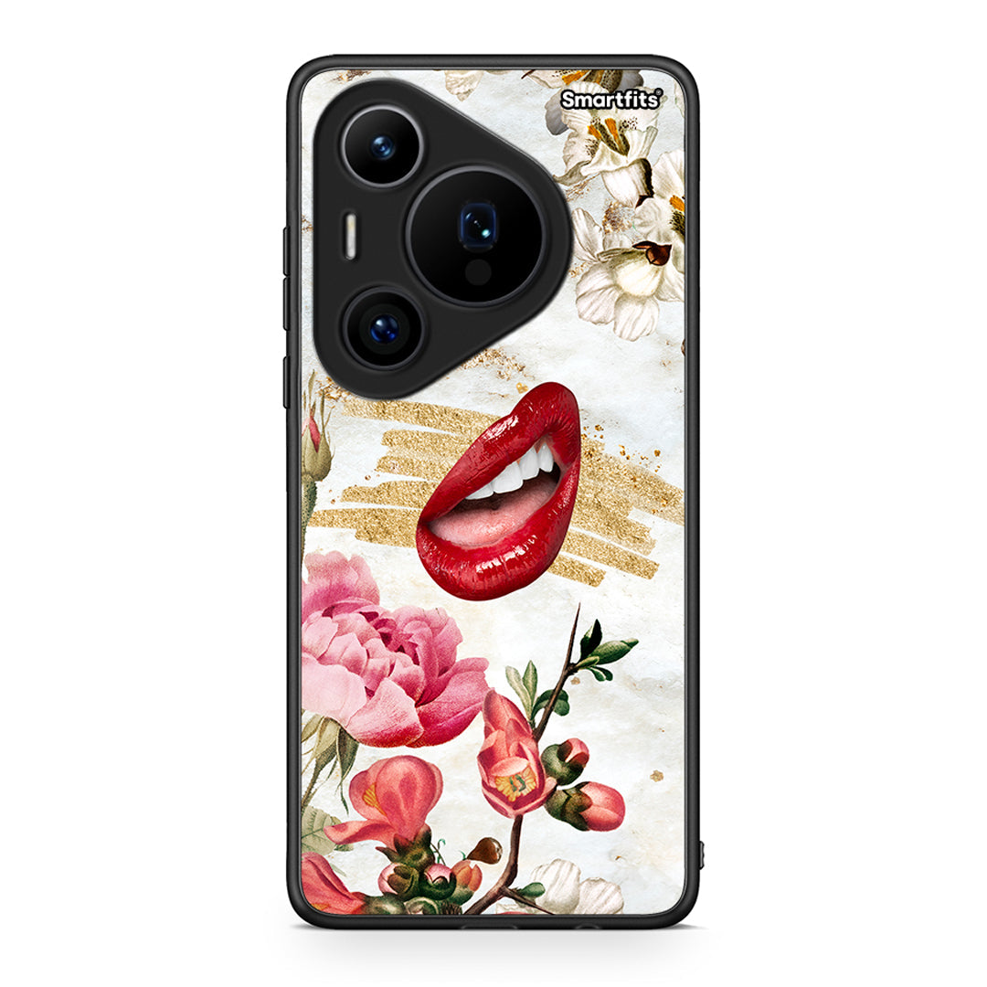 Huawei Pura 70 Pro / 70 Pro+ Red Lips θήκη από τη Smartfits με σχέδιο στο πίσω μέρος και μαύρο περίβλημα | Smartphone case with colorful back and black bezels by Smartfits