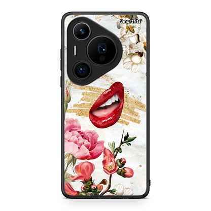 Huawei Pura 70 Pro / 70 Pro+ Red Lips θήκη από τη Smartfits με σχέδιο στο πίσω μέρος και μαύρο περίβλημα | Smartphone case with colorful back and black bezels by Smartfits