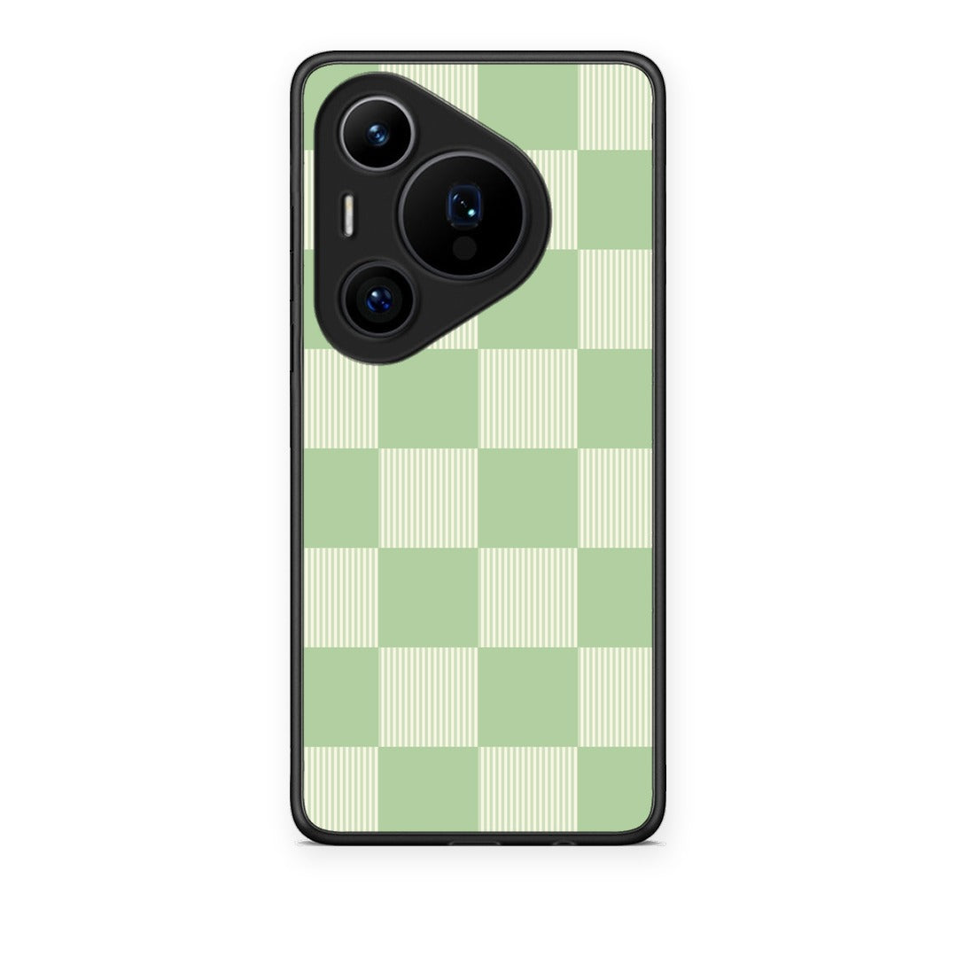 Θήκη Huawei Pura 70 Pro / 70 Pro+ Sage and Cream Striped Checks από τη Smartfits με σχέδιο στο πίσω μέρος και μαύρο περίβλημα | Huawei Pura 70 Pro / 70 Pro+ Sage and Cream Striped Checks case with colorful back and black bezels