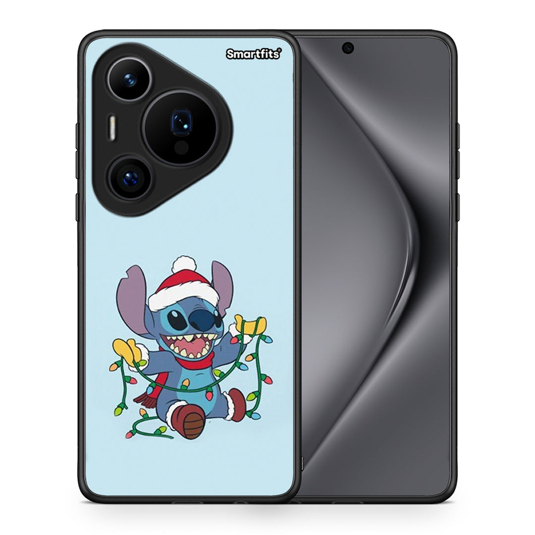 Θήκη Huawei Pura 70 Pro / 70 Pro+ Santa Stich από τη Smartfits με σχέδιο στο πίσω μέρος και μαύρο περίβλημα | Huawei Pura 70 Pro / 70 Pro+ Santa Stich case with colorful back and black bezels