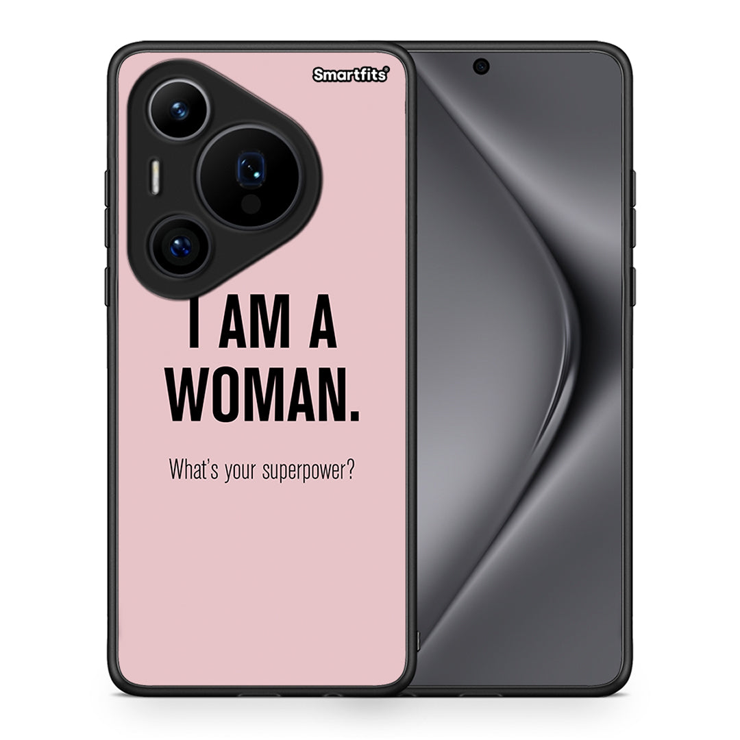 Θήκη Huawei Pura 70 Pro / 70 Pro+ Superpower Woman από τη Smartfits με σχέδιο στο πίσω μέρος και μαύρο περίβλημα | Huawei Pura 70 Pro / 70 Pro+ Superpower Woman case with colorful back and black bezels