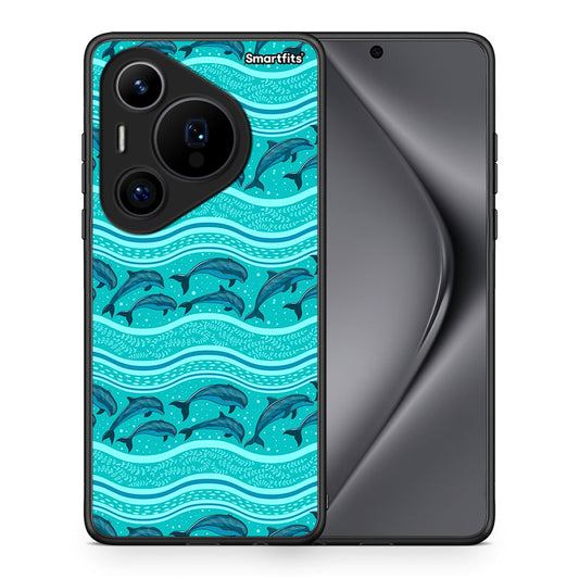 Θήκη Huawei Pura 70 Pro / 70 Pro+ Swimming Dolphins από τη Smartfits με σχέδιο στο πίσω μέρος και μαύρο περίβλημα | Huawei Pura 70 Pro / 70 Pro+ Swimming Dolphins case with colorful back and black bezels
