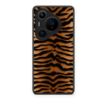 Θήκη Huawei Pura 70 Pro / 70 Pro+ Tiger Print Orange and Black από τη Smartfits με σχέδιο στο πίσω μέρος και μαύρο περίβλημα | Huawei Pura 70 Pro / 70 Pro+ Tiger Print Orange and Black case with colorful back and black bezels