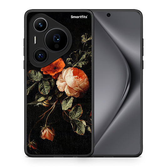 Θήκη Huawei Pura 70 Pro / 70 Pro+ Vintage Roses από τη Smartfits με σχέδιο στο πίσω μέρος και μαύρο περίβλημα | Huawei Pura 70 Pro / 70 Pro+ Vintage Roses case with colorful back and black bezels
