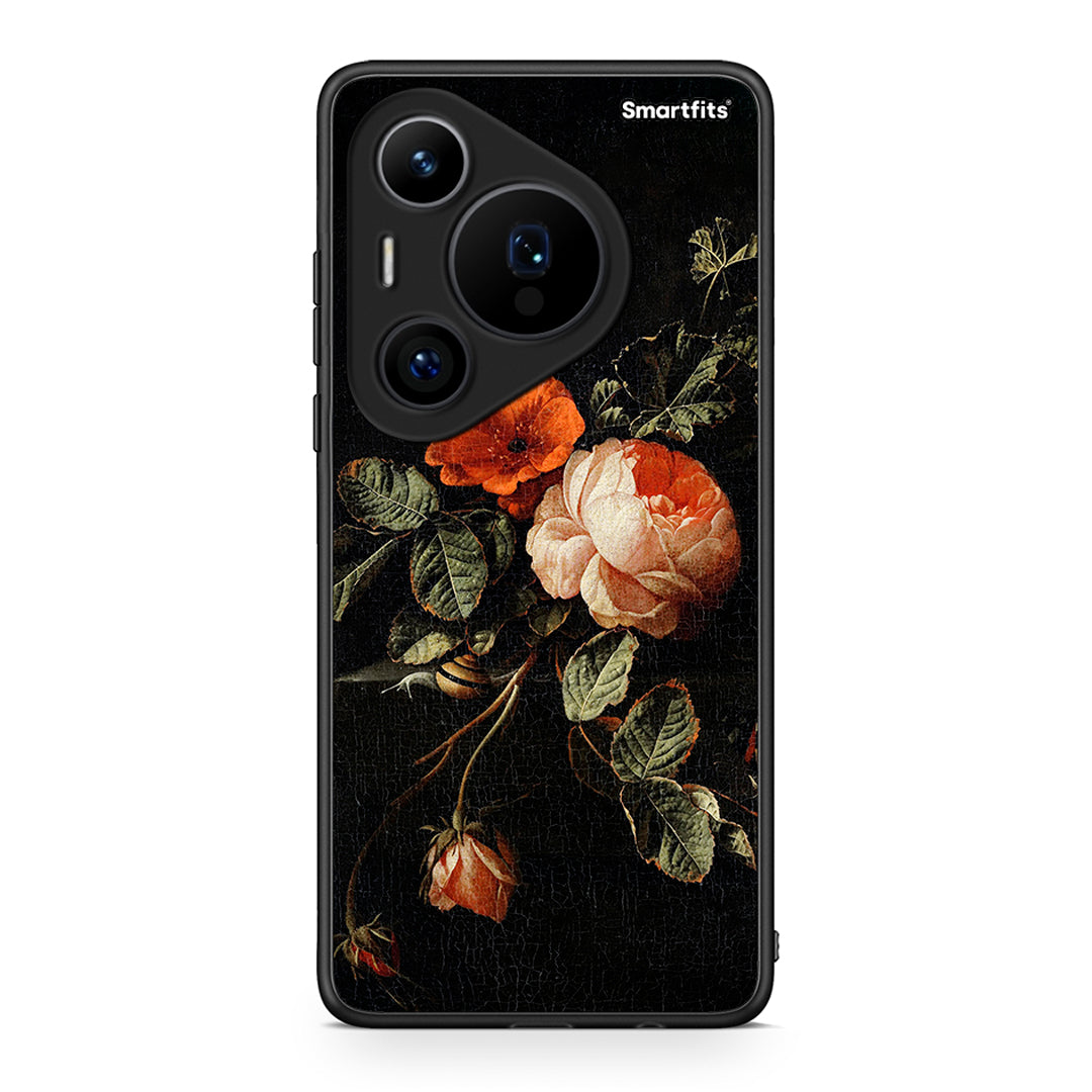 Huawei Pura 70 Pro / 70 Pro+ Vintage Roses θήκη από τη Smartfits με σχέδιο στο πίσω μέρος και μαύρο περίβλημα | Smartphone case with colorful back and black bezels by Smartfits