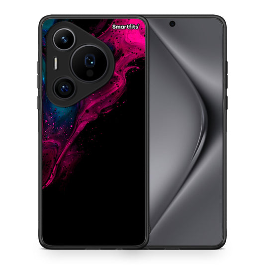 Θήκη Huawei Pura 70 Pro / 70 Pro+ Pink Black Watercolor από τη Smartfits με σχέδιο στο πίσω μέρος και μαύρο περίβλημα | Huawei Pura 70 Pro / 70 Pro+ Pink Black Watercolor case with colorful back and black bezels