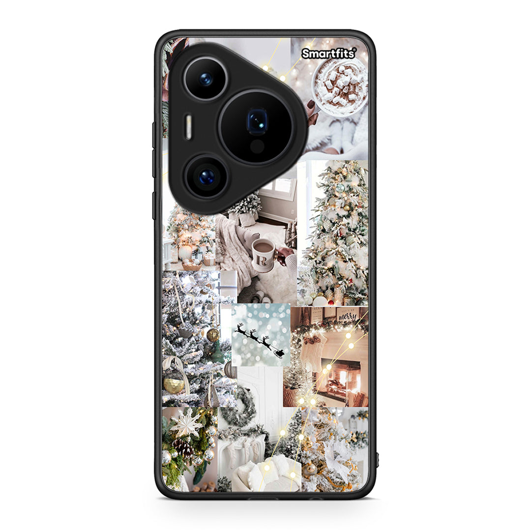 Huawei Pura 70 Pro / 70 Pro+ White Christmas θήκη από τη Smartfits με σχέδιο στο πίσω μέρος και μαύρο περίβλημα | Smartphone case with colorful back and black bezels by Smartfits