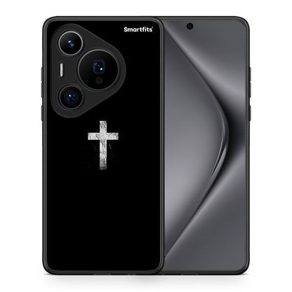 Θήκη Huawei Pura 70 Pro / 70 Pro+ White Cross από τη Smartfits με σχέδιο στο πίσω μέρος και μαύρο περίβλημα | Huawei Pura 70 Pro / 70 Pro+ White Cross case with colorful back and black bezels