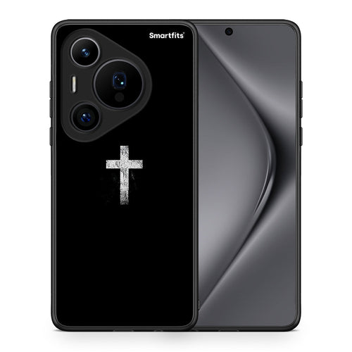 Θήκη Huawei Pura 70 Pro / 70 Pro+ White Cross από τη Smartfits με σχέδιο στο πίσω μέρος και μαύρο περίβλημα | Huawei Pura 70 Pro / 70 Pro+ White Cross case with colorful back and black bezels
