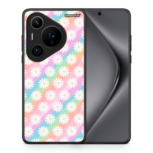 Θήκη Huawei Pura 70 Pro / 70 Pro+ White Daisies από τη Smartfits με σχέδιο στο πίσω μέρος και μαύρο περίβλημα | Huawei Pura 70 Pro / 70 Pro+ White Daisies case with colorful back and black bezels
