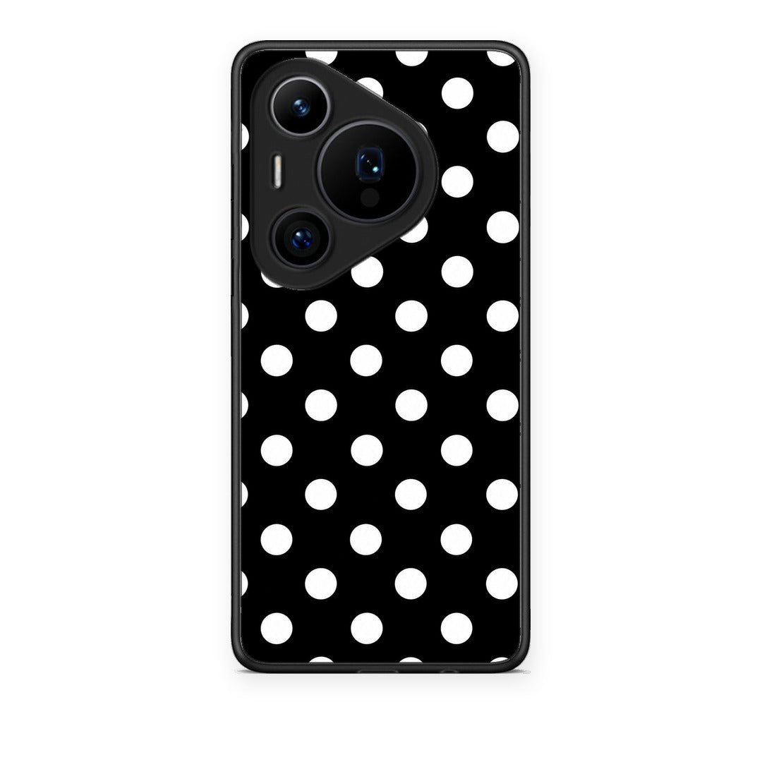 Θήκη Huawei Pura 70 Pro / 70 Pro+ White Polka Dots on Black από τη Smartfits με σχέδιο στο πίσω μέρος και μαύρο περίβλημα | Huawei Pura 70 Pro / 70 Pro+ White Polka Dots on Black case with colorful back and black bezels